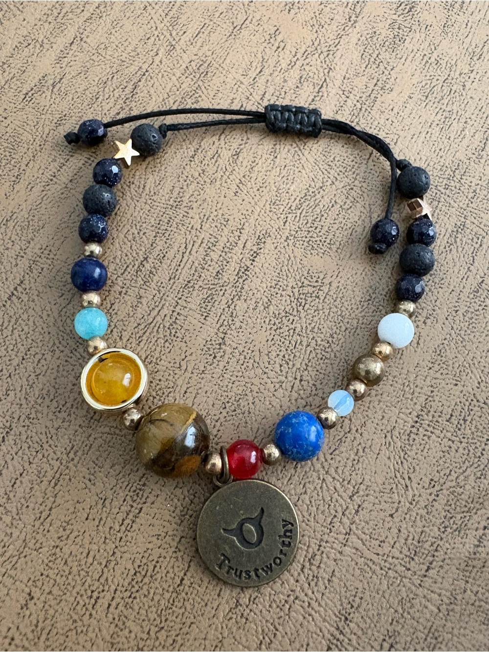 Title: Taurus Zodiac Gemstone Beaded Adjustable Bracelet